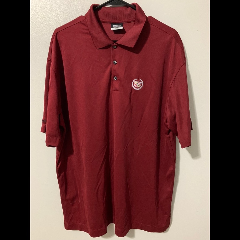 Nike Golf Dri-Fit Men’s Burgundy Cadillac Logo Short Sleeve Polo Shirt Sz XL